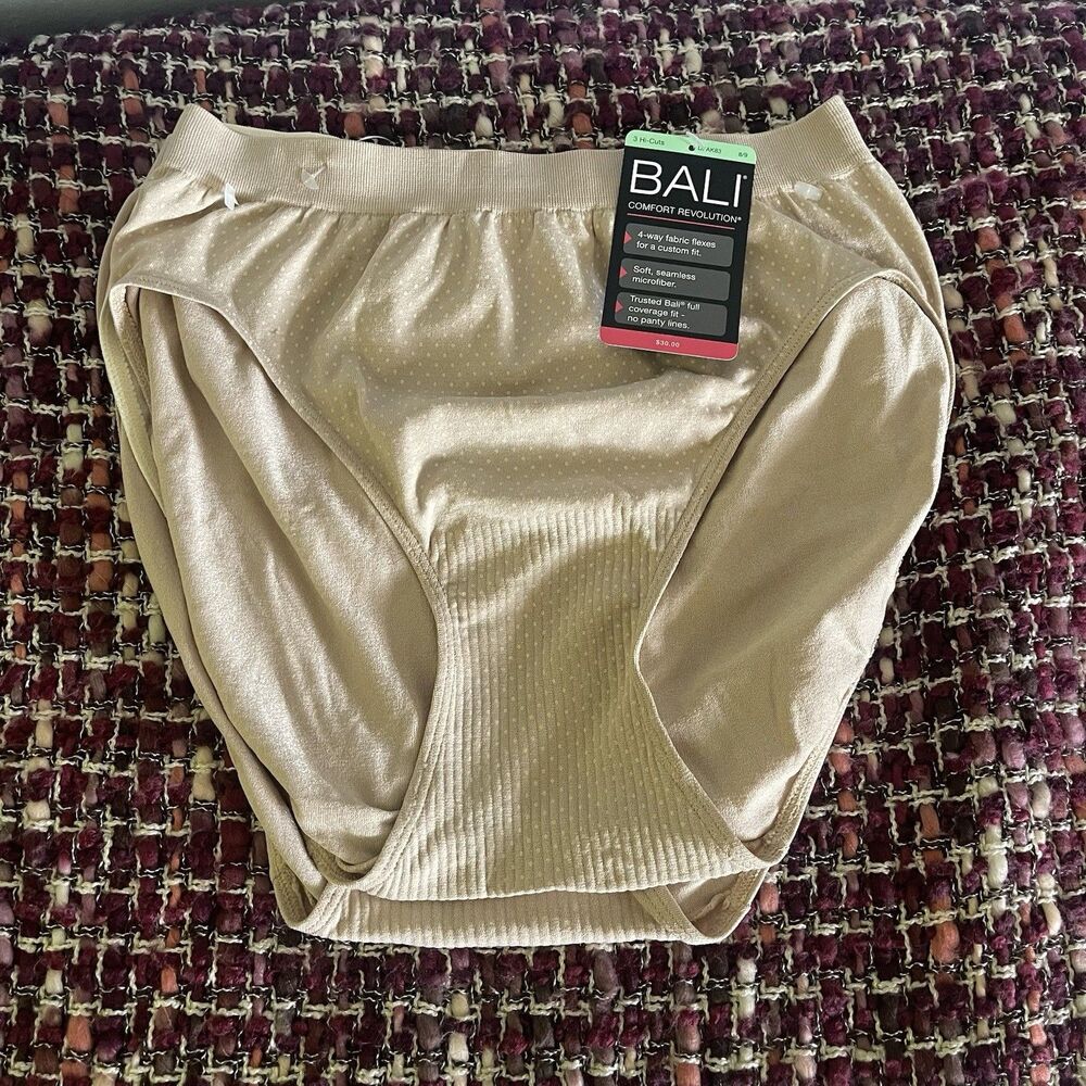 Bali Hanesbrands Women Hi-Cut Nude Cream Nylon Panties 3-Pack Size 8/9